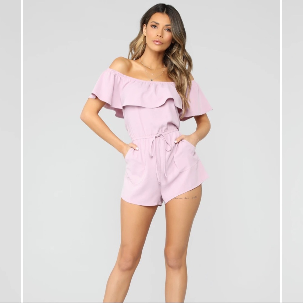 Julianne Off Shoulder Romper - Lavender